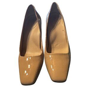 INEZ Frida Patent Leather Block Heels Tan Spanish 7M